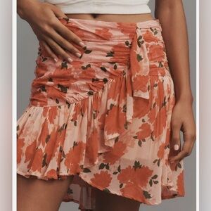 NWT Maeve Pink Floral Ruched Mini Skirt, Size 10
